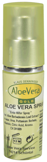Aloe Vera Gold Spray im grünen Flacon für die Handtasche