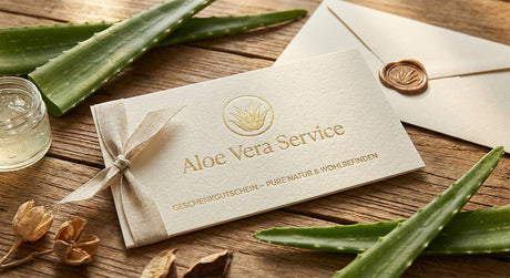Edel arrangierter Geschenkgutschein des Aloe Vera Service